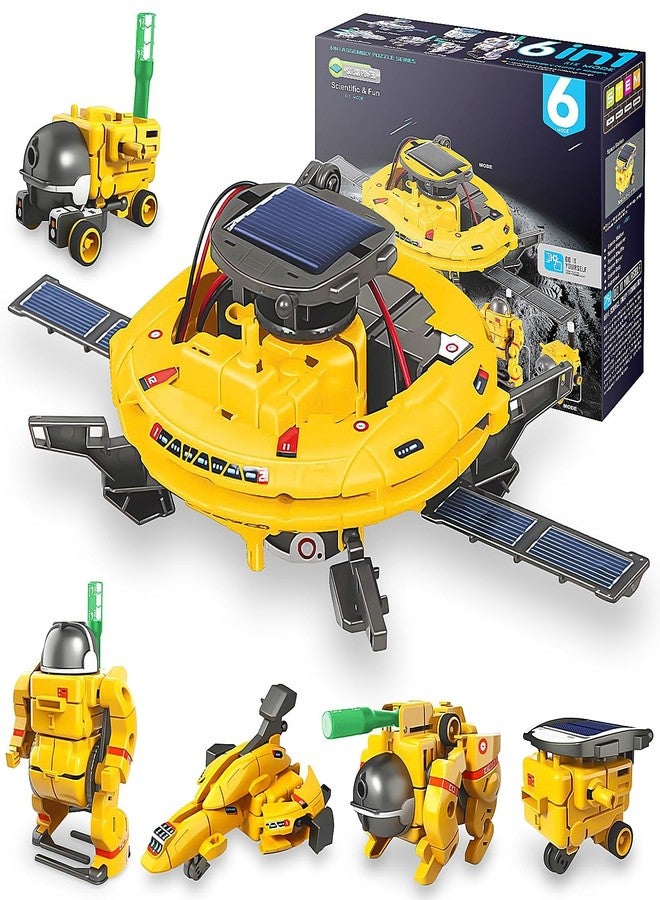 Playsheek STEM Projects for Kids Ages 8-12 Solar Robot Kit 6-in-1 Space Toys for 10-Year-Old Boy Girl Gift Toys Science Kits Christmas Birthday Gifts for 8 9 10 11 12 Year Old, Yellow - Image 1